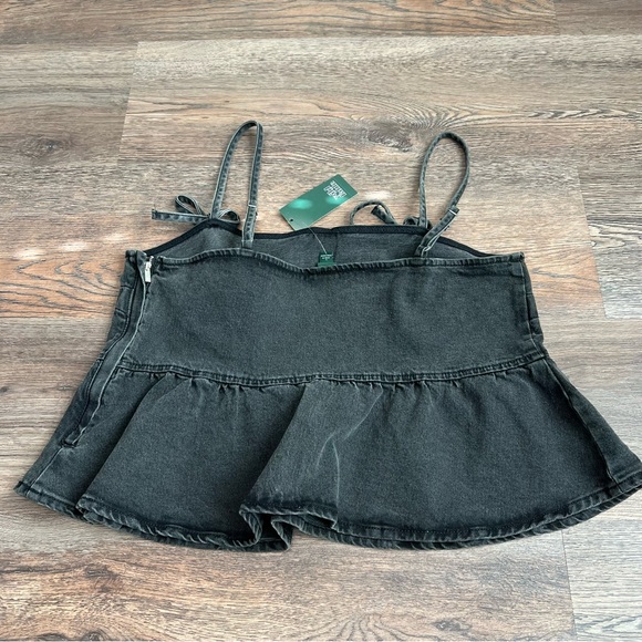 NWT Women's Denim Peplum Tank Top - Wild Fable Black Wash Large - Picture 3 of 5